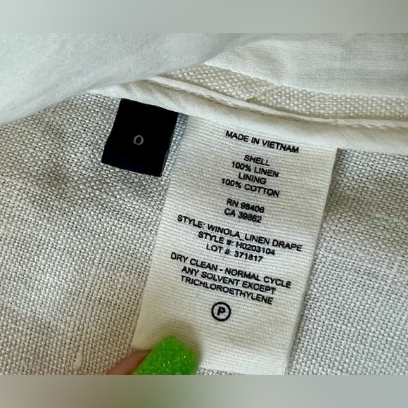 Theory Winola Linen Drape Blazer Jacket 0 Warm Ivory Office White Wedding - Picture 6 of 9